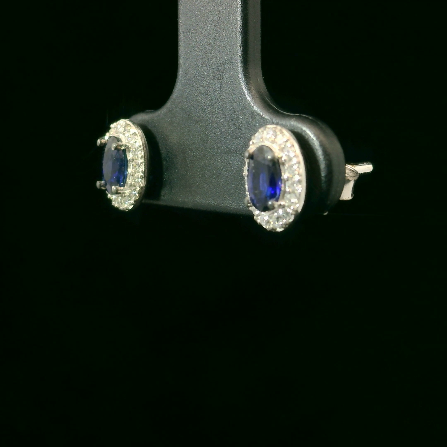 Aros Zafiros y Diamantes - Oro Blanco 18kt