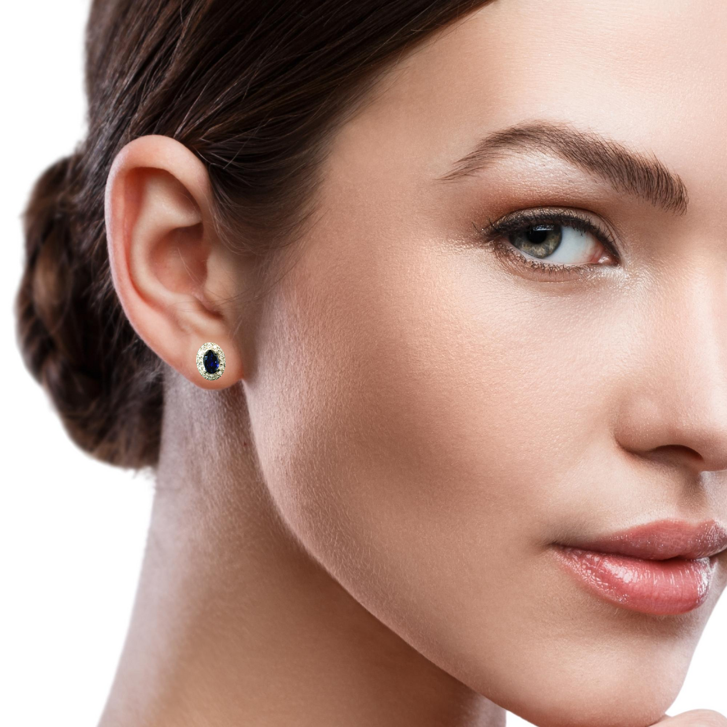 Aros Zafiros y Diamantes - Oro Blanco 18kt