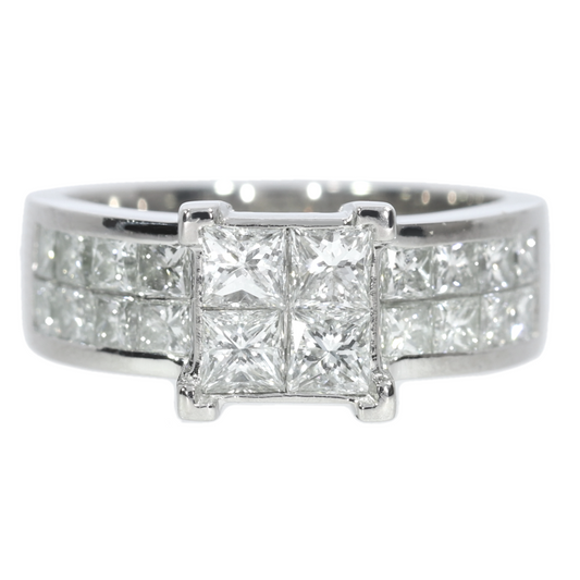 Anillo Compromiso Diamantes - Platino