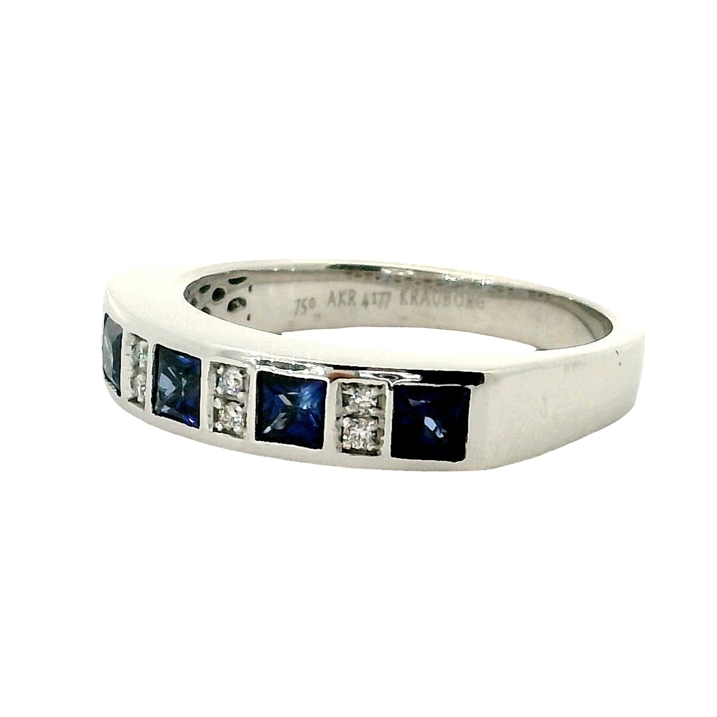 Medio Cintillo Zafiros y Diamantes - Oro Blanco 18kt
