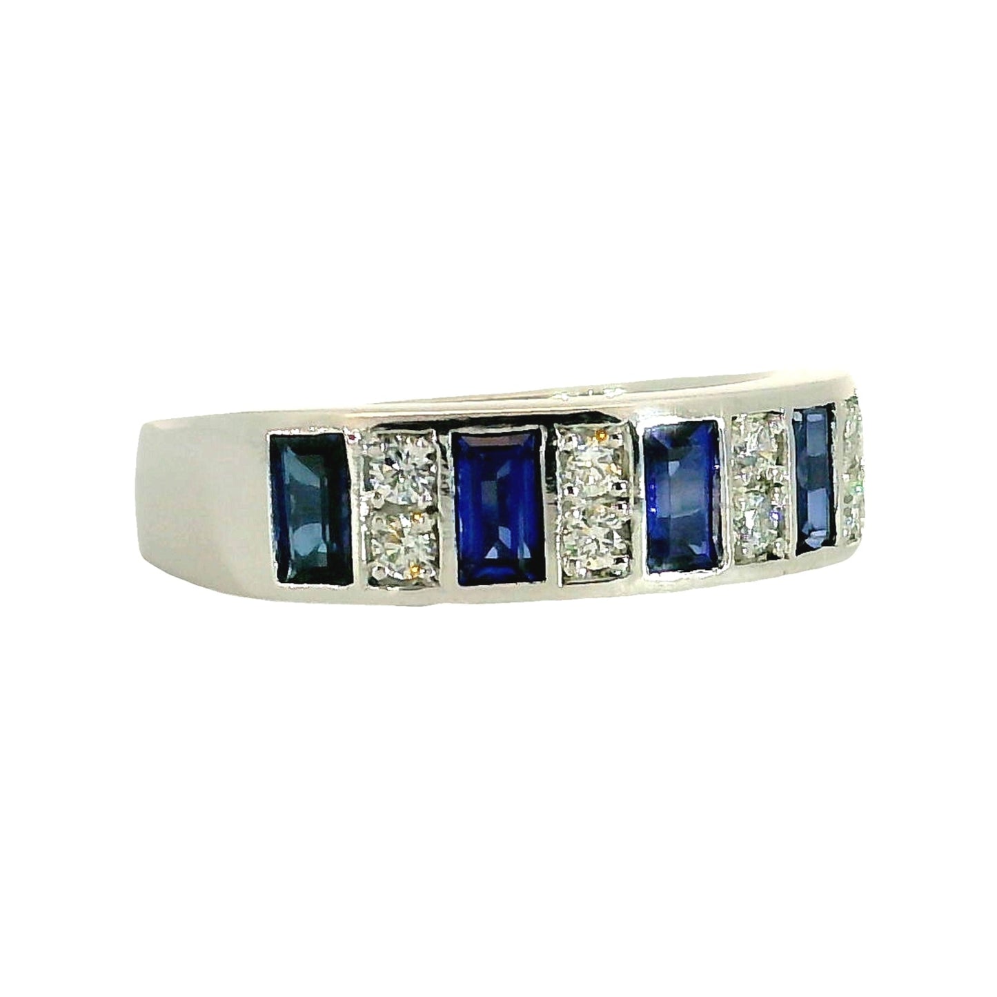 Anillo Zafiros y Diamantes - Oro Blanco 18kt