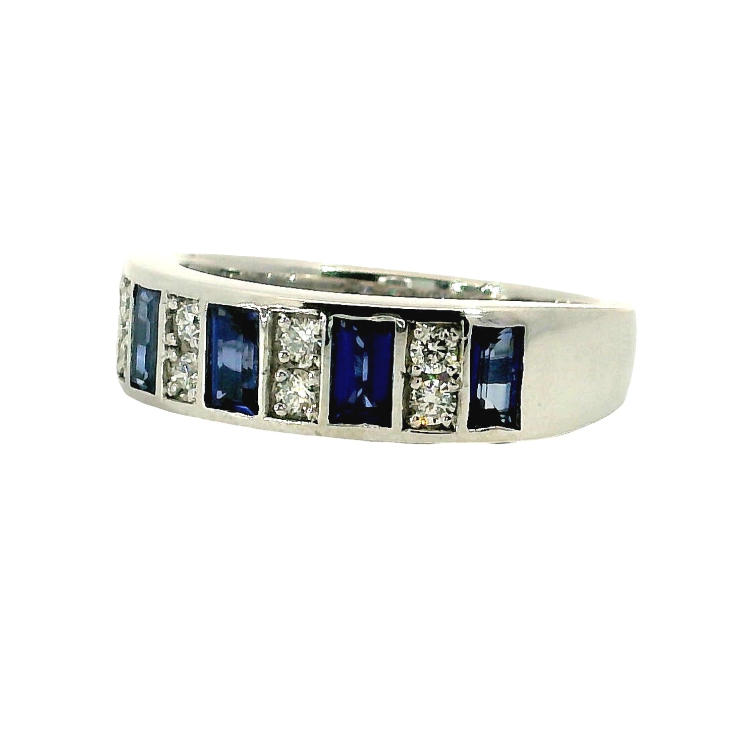 Anillo Zafiros y Diamantes - Oro Blanco 18kt