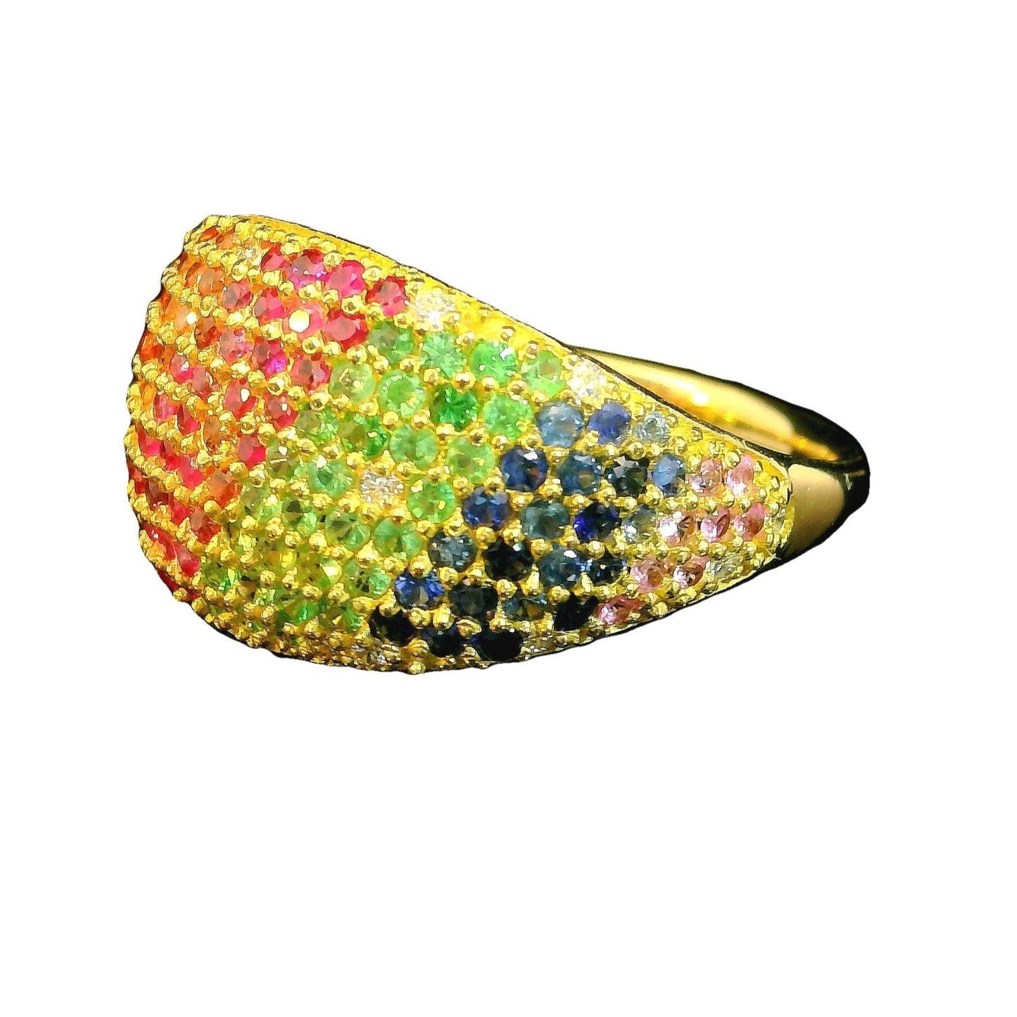 Anillo Rainbow Zafiros y Diamantes - Oro Amarillo 18kt