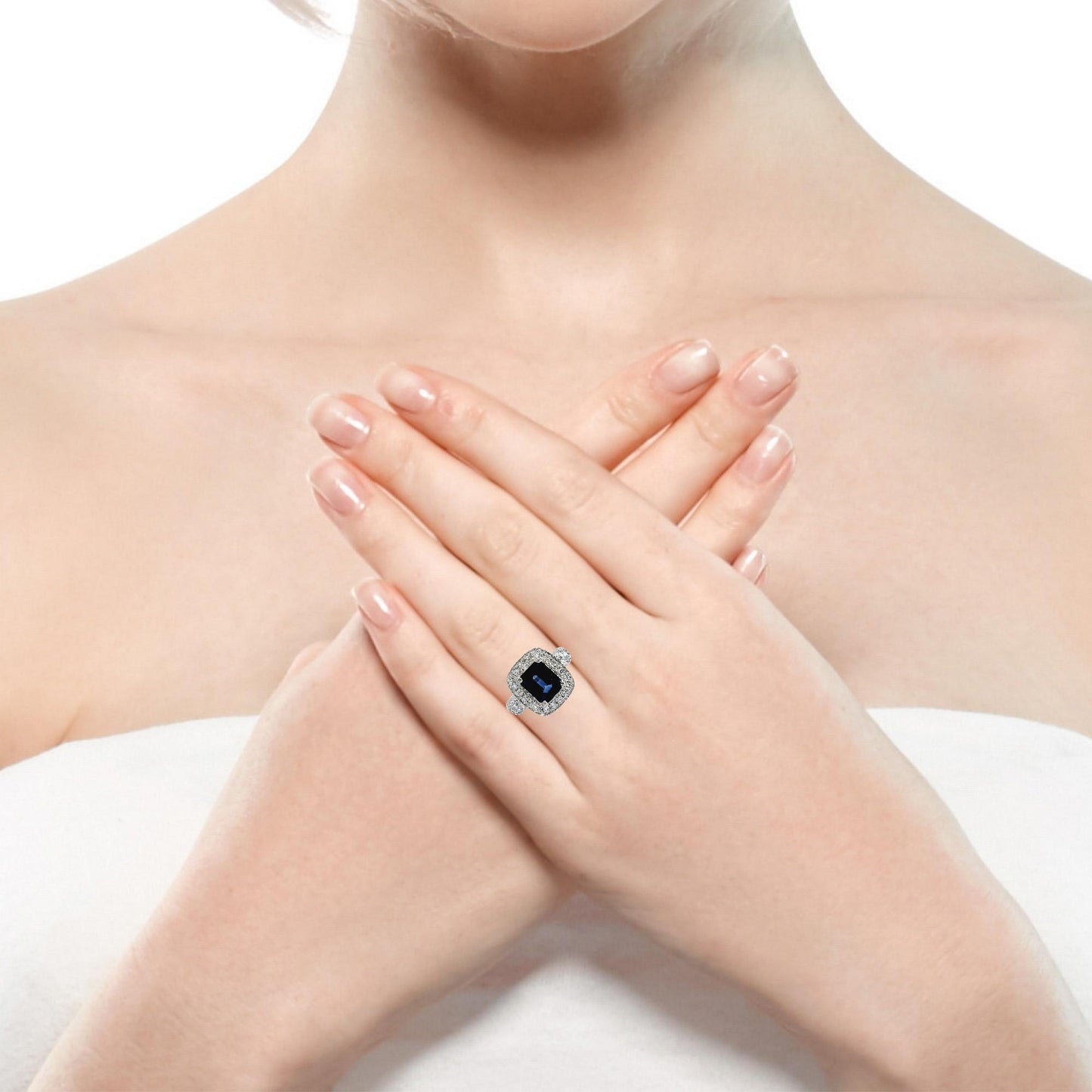 Anillo Zafiro y Diamantes - Platino