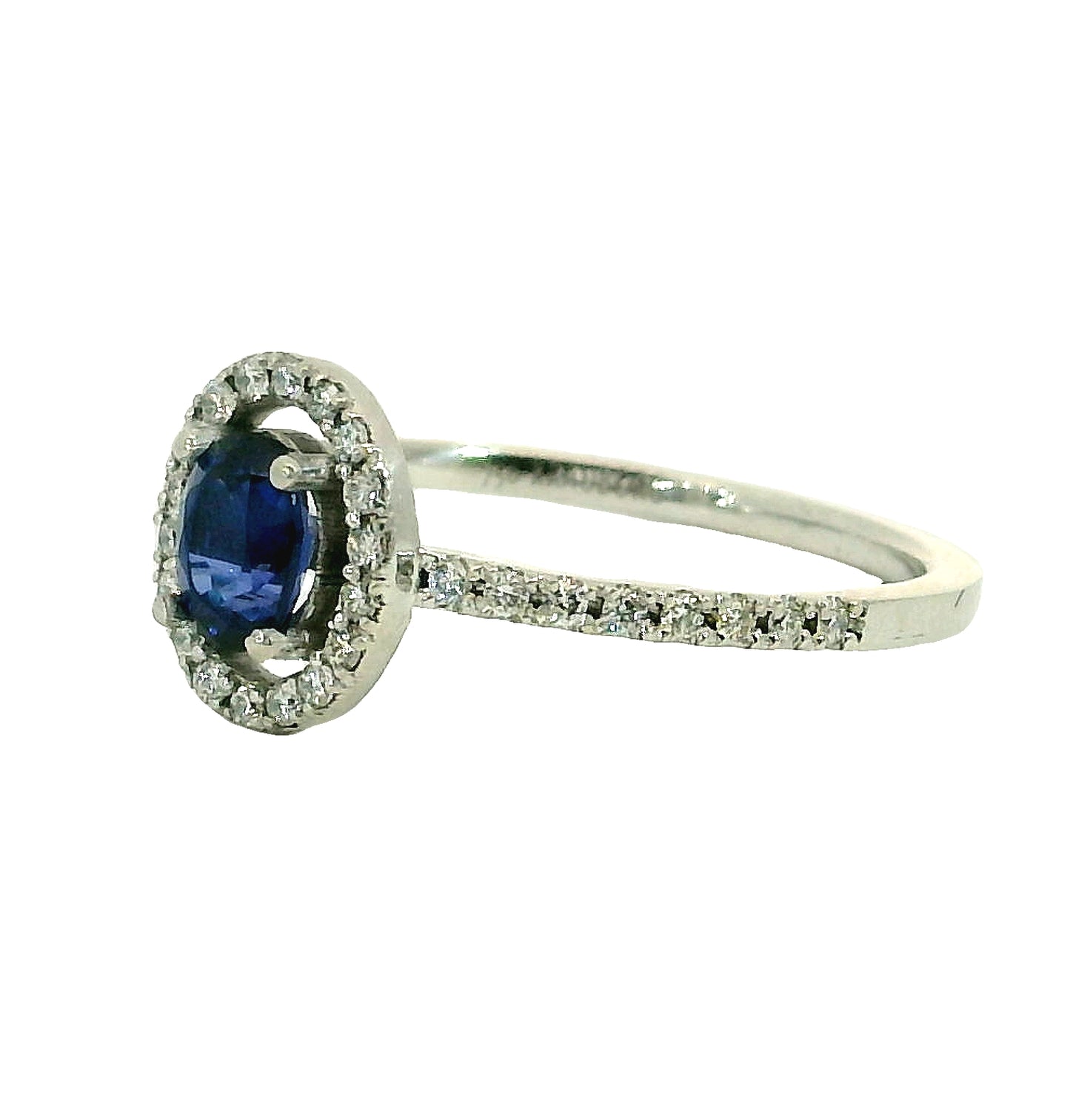 Anillo Zafiro y Diamantes - Oro Blanco 18kt