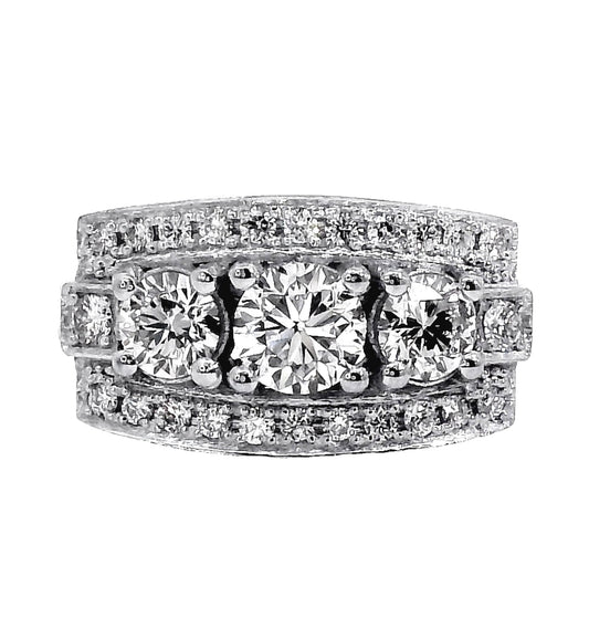 Anillo Compromiso Diamantes - Platino