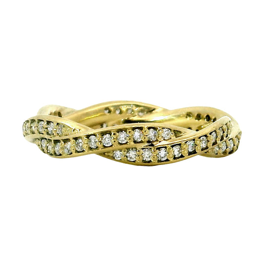 Anillo Trenza Diamantes - Oro Amarillo 18kt