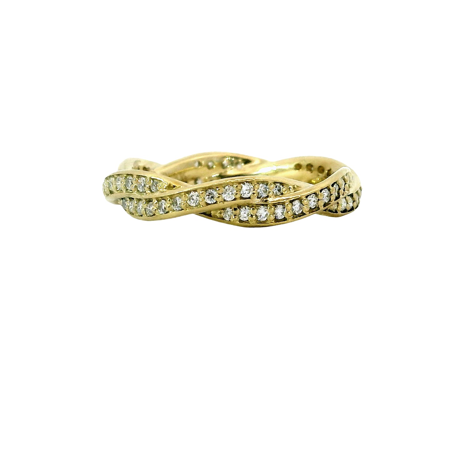 Anillo Trenza Diamantes - Oro Amarillo 18kt