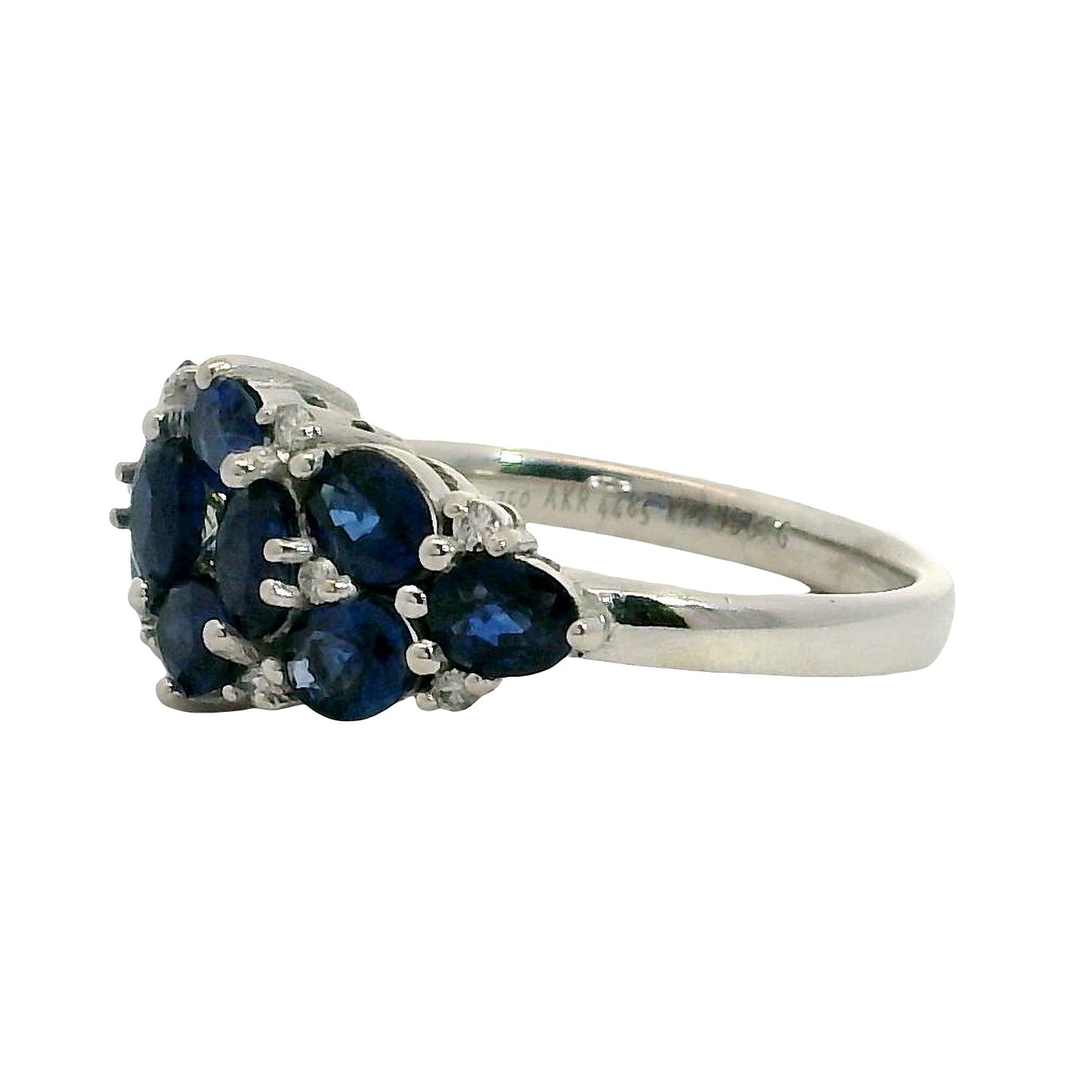 Anillo Zafiros y Diamantes - Oro Blanco 18kt