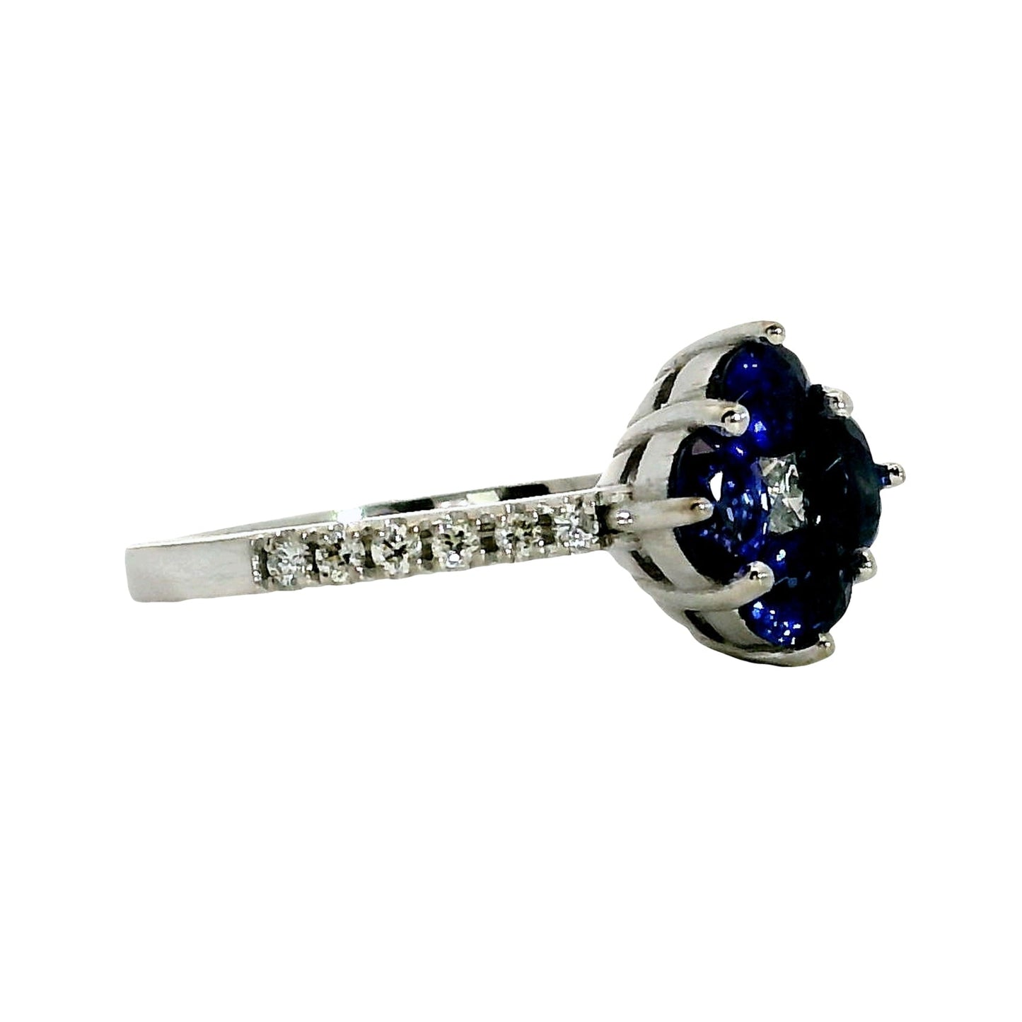 Anillo Zafiros y Diamantes - Oro Blanco 18kt