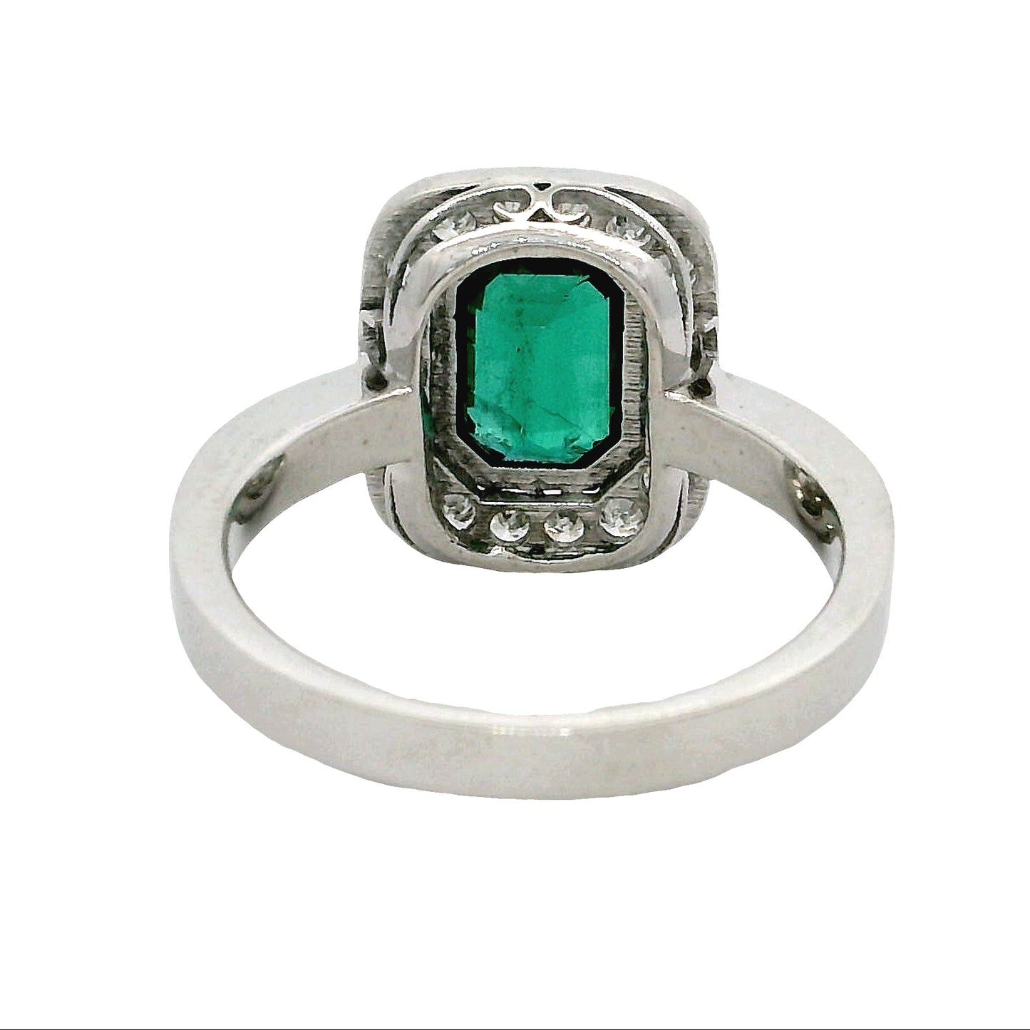 Anillo Esmeralda y Diamantes - Oro Blanco 18kt