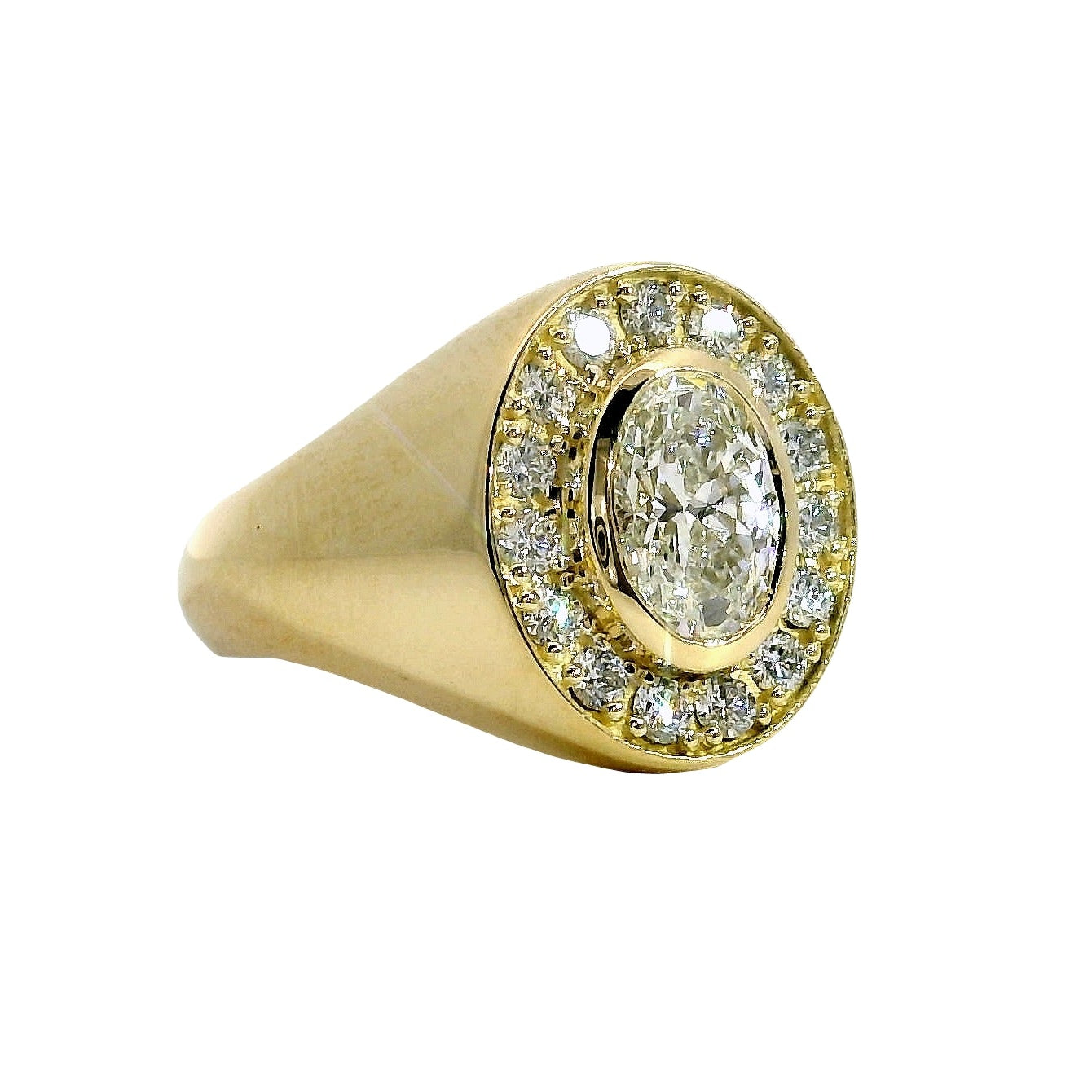 Anillo Sello Diamante GIA - Oro Amarillo 18kt