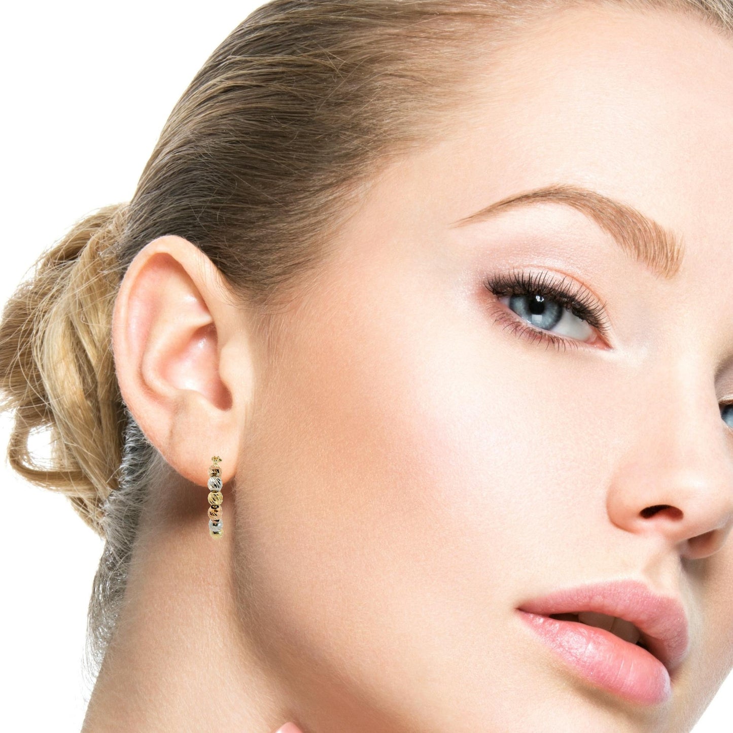 Aros Argolla Tricolor - Oro Amarillo, Blanco y Rosa 14kt