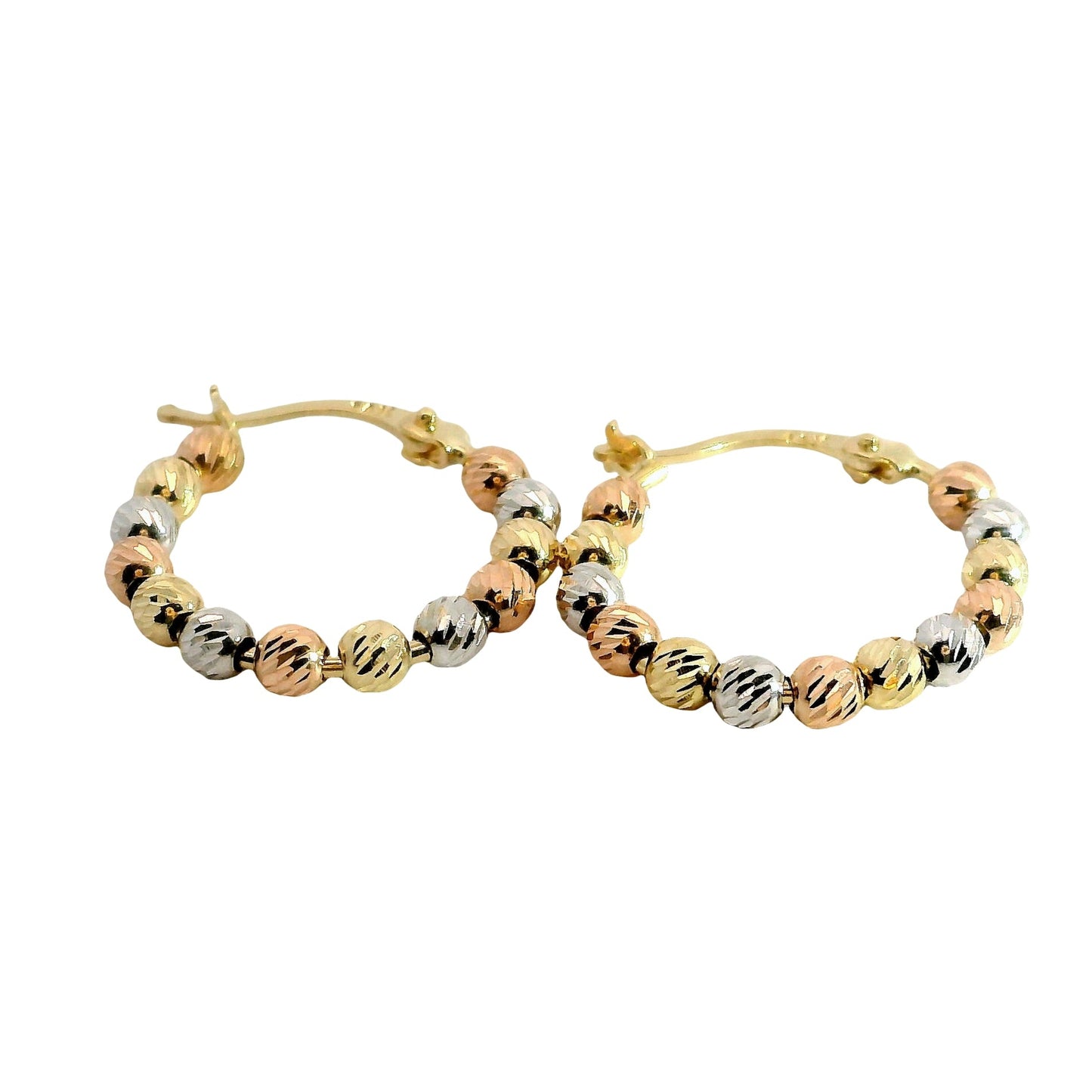 Aros Argolla Tricolor - Oro Amarillo, Blanco y Rosa 14kt