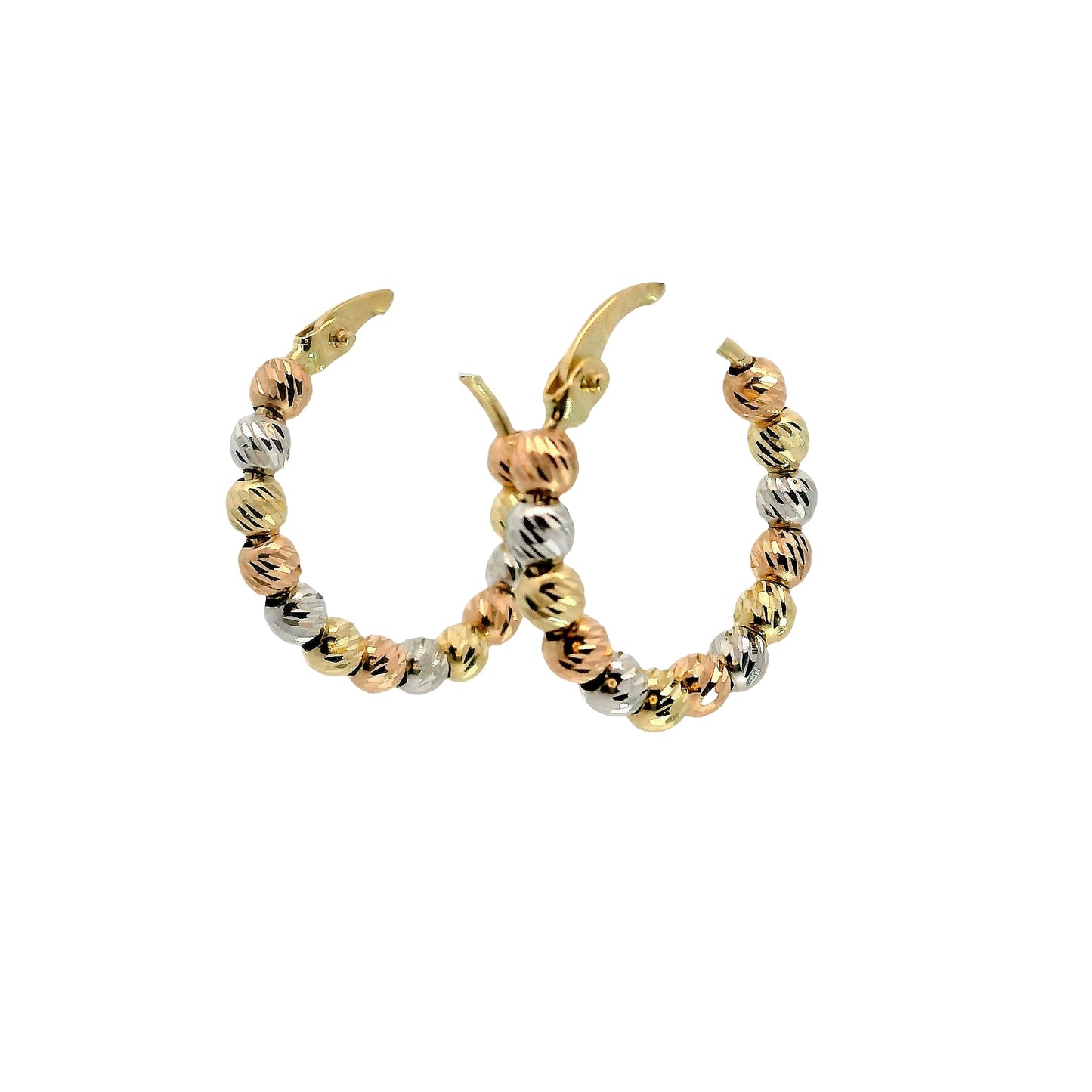 Aros Argolla Tricolor - Oro Amarillo, Blanco y Rosa 14kt