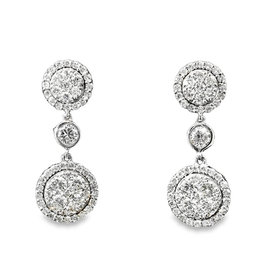 Aros Colgantes Diamantes - Oro Blanco 18kt