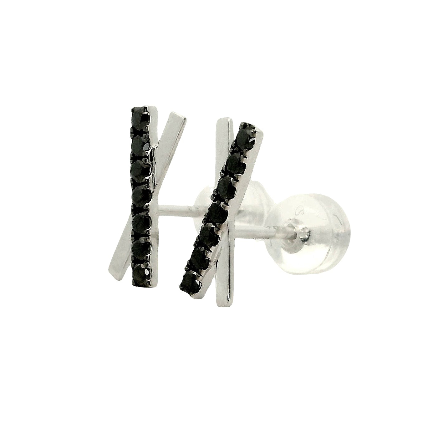 Aros Diamantes Negros - Oro Blanco 18kt