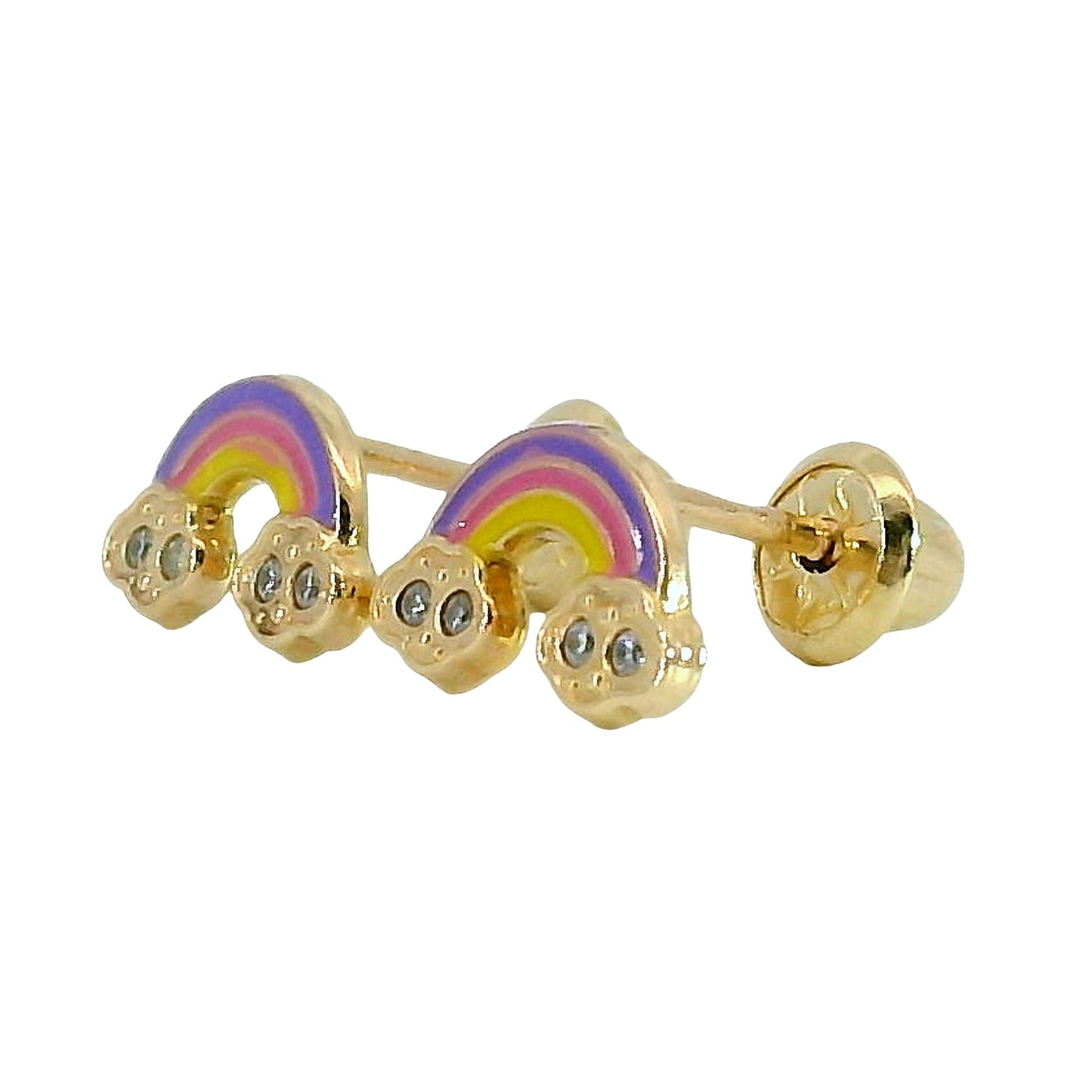 Aros Arcoíris Esmaltado - Oro Amarillo 14kt