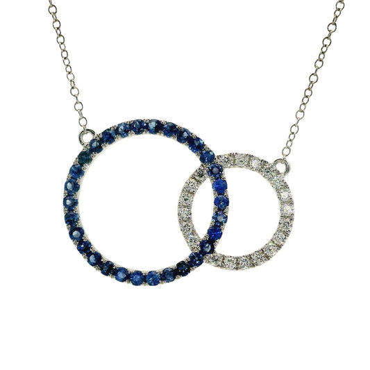 Colgante Zafiros y Diamantes - Oro Blanco 14kt