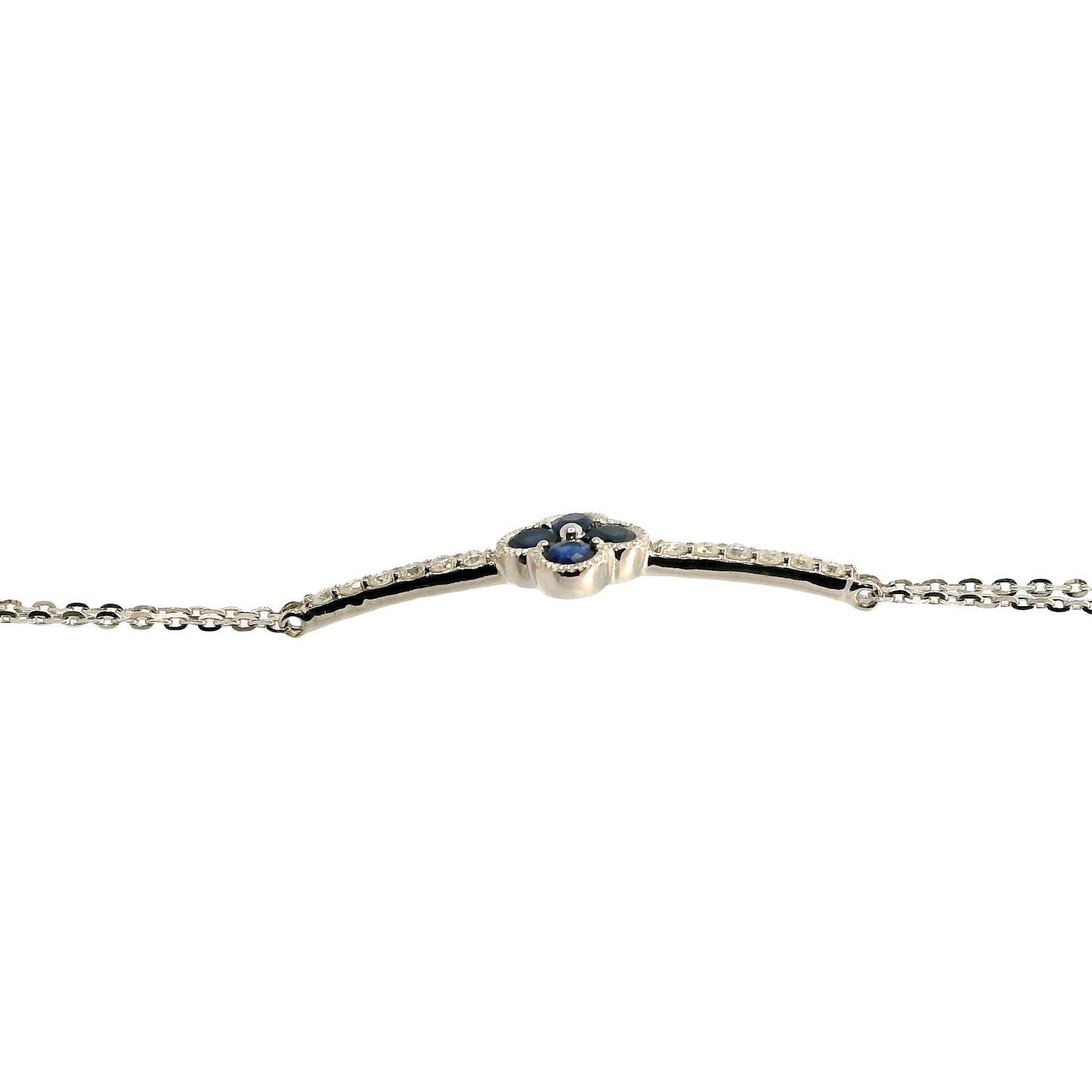 Pulsera Zafiros y Diamantes - Oro Blanco 14kt
