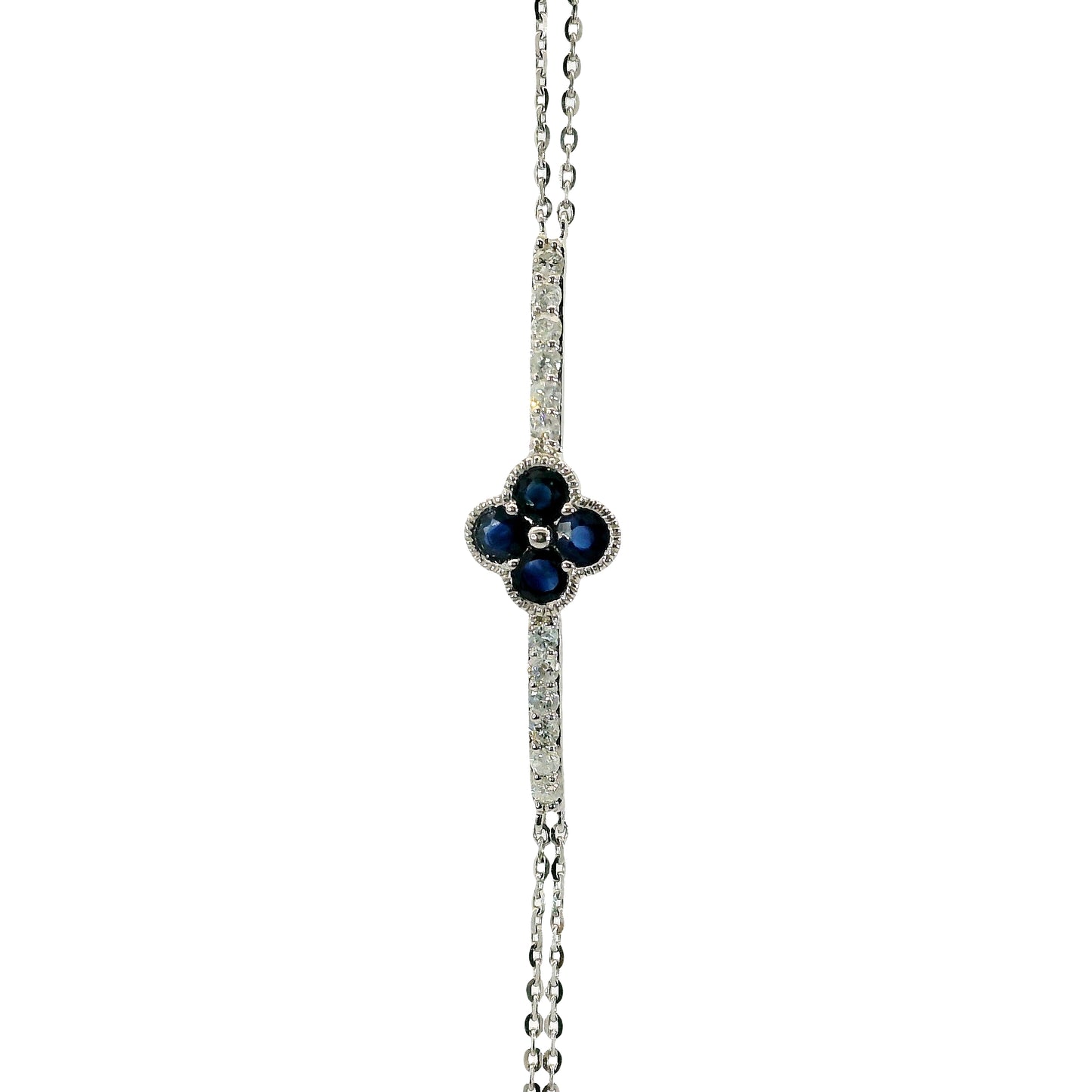 Pulsera Zafiros y Diamantes - Oro Blanco 14kt