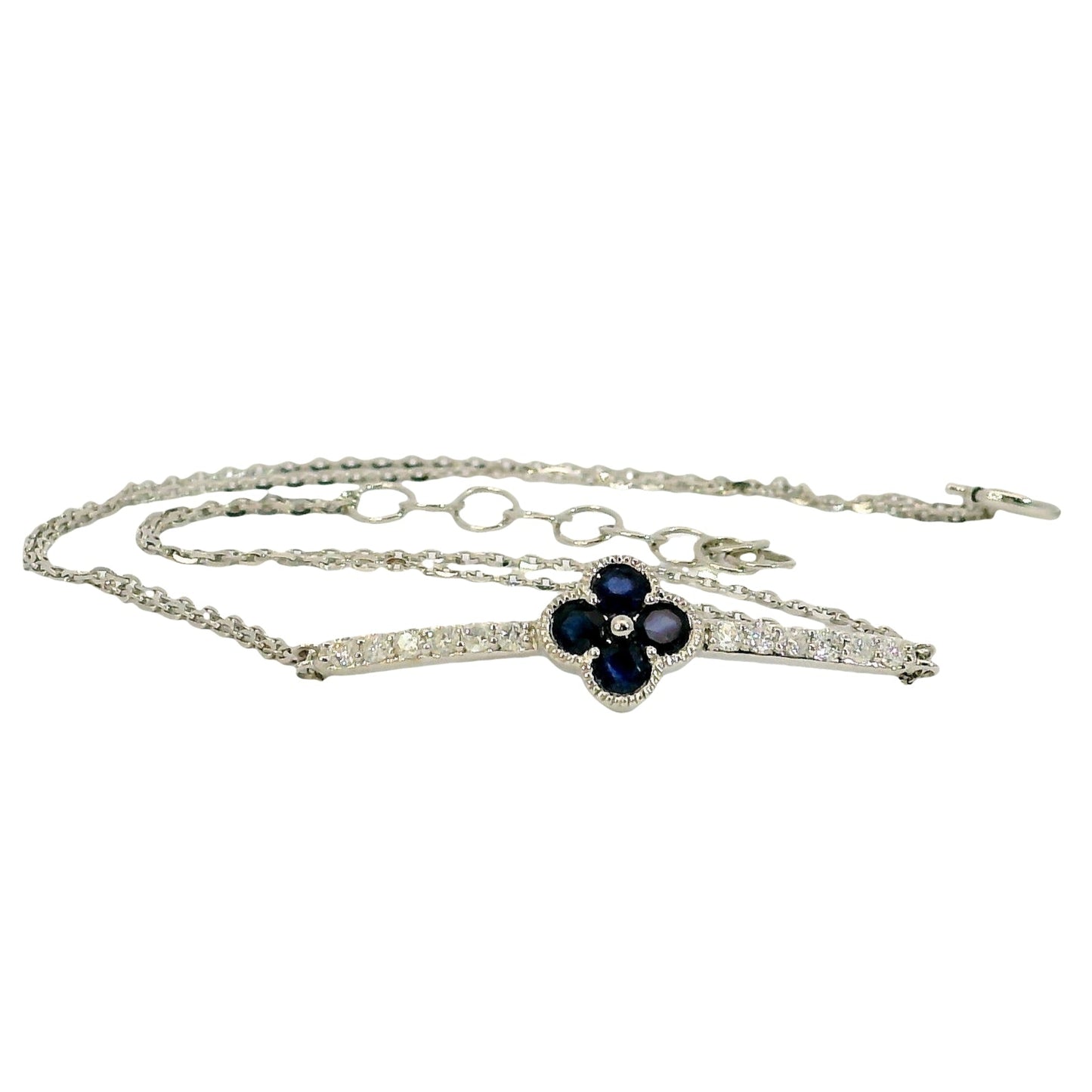 Pulsera Zafiros y Diamantes - Oro Blanco 14kt