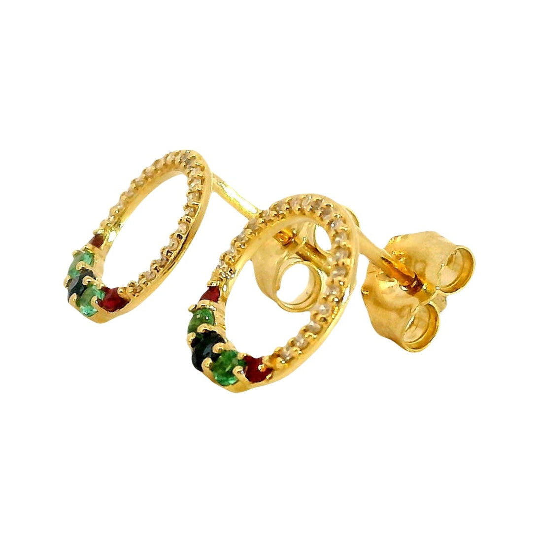 Aros Zafiros y Diamantes - Oro Amarillo 14kt