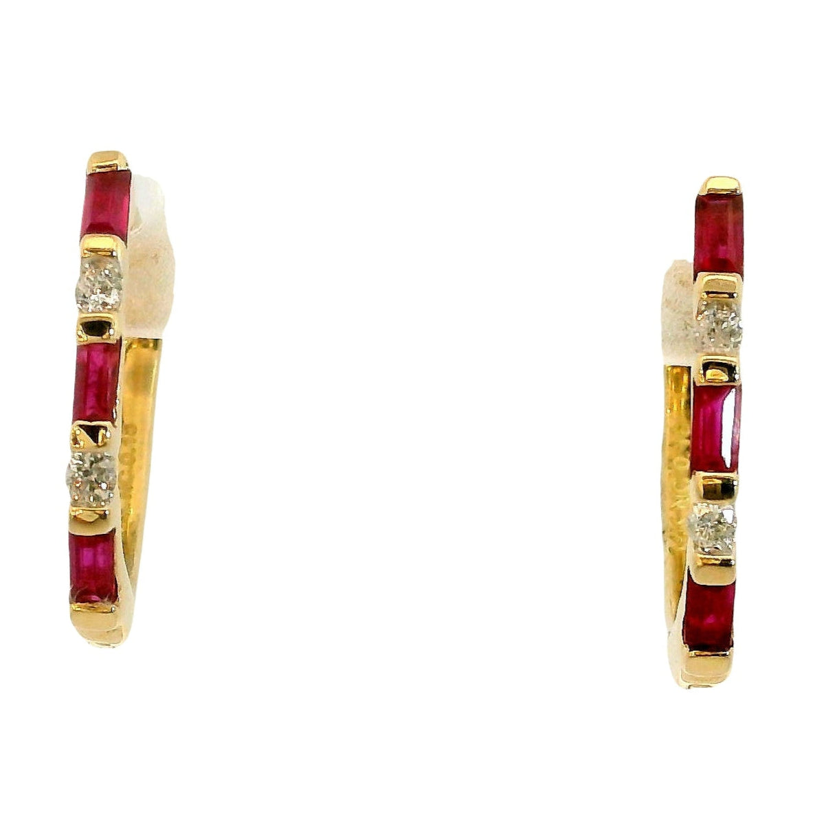 Aros Rubíes y Diamantes - Oro Amarillo 14kt