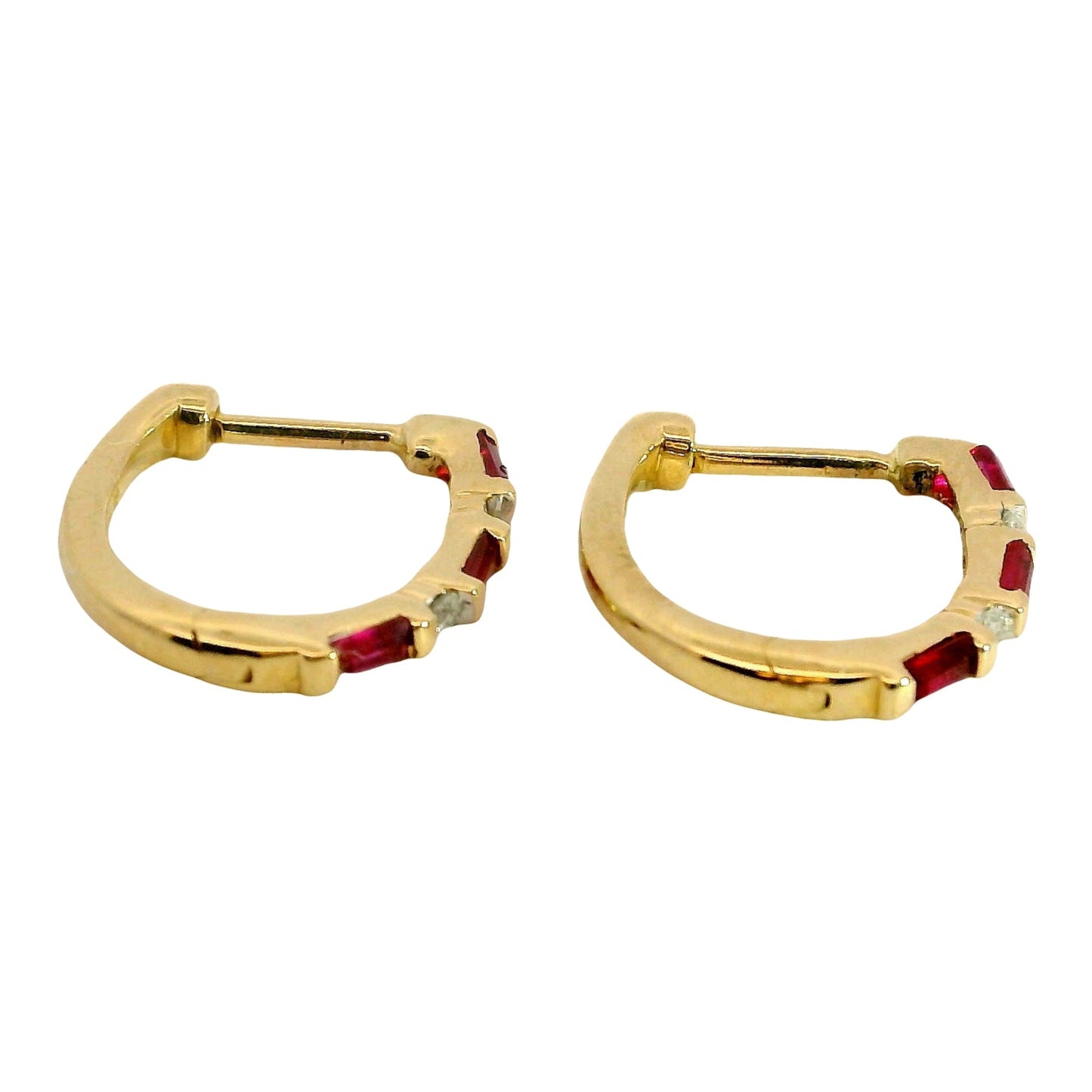 Aros Rubíes y Diamantes - Oro Amarillo 14kt