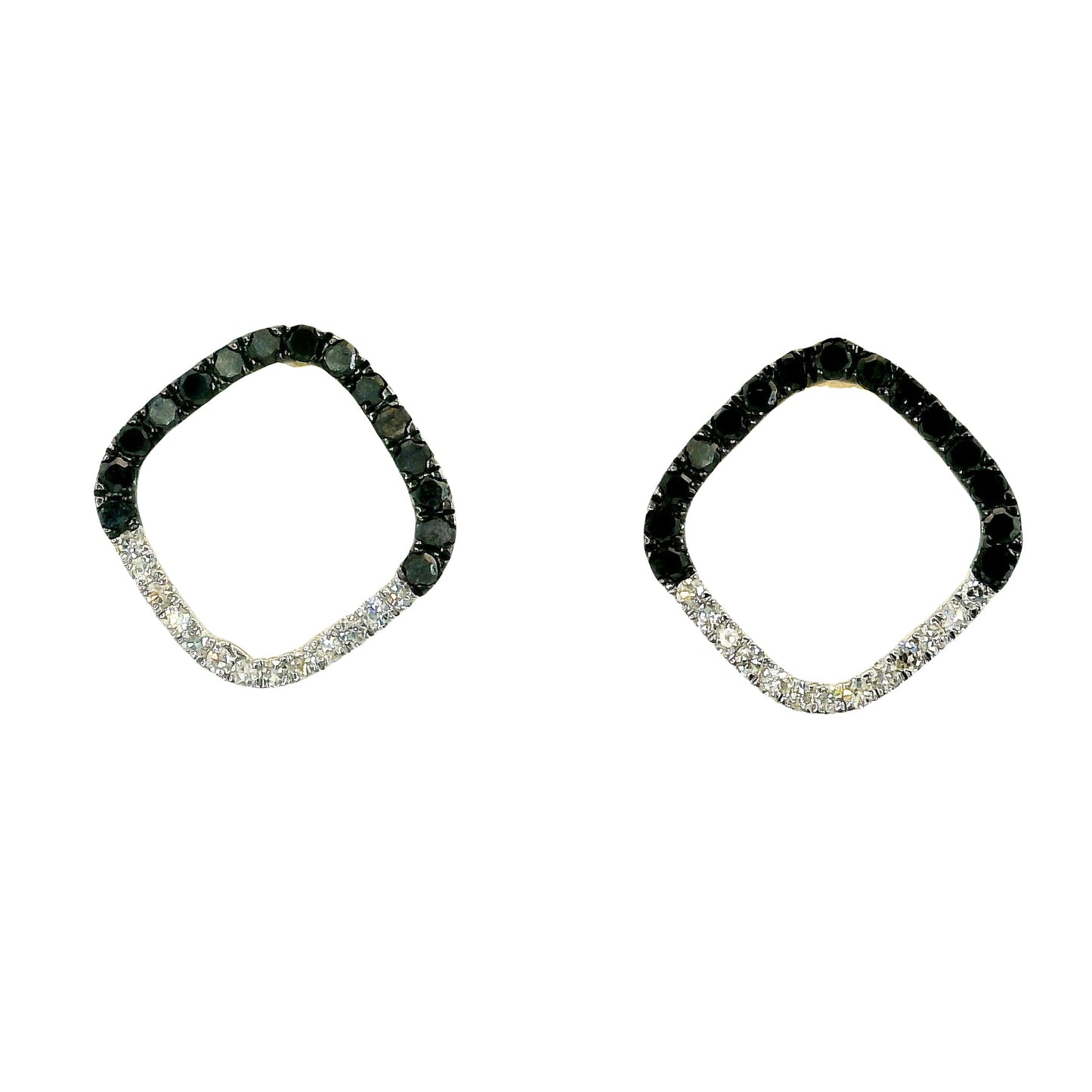 Aros Diamantes Negros - Oro Blanco 14kt