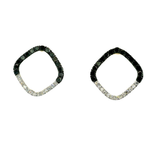 Aros Diamantes Negros - Oro Blanco 14kt