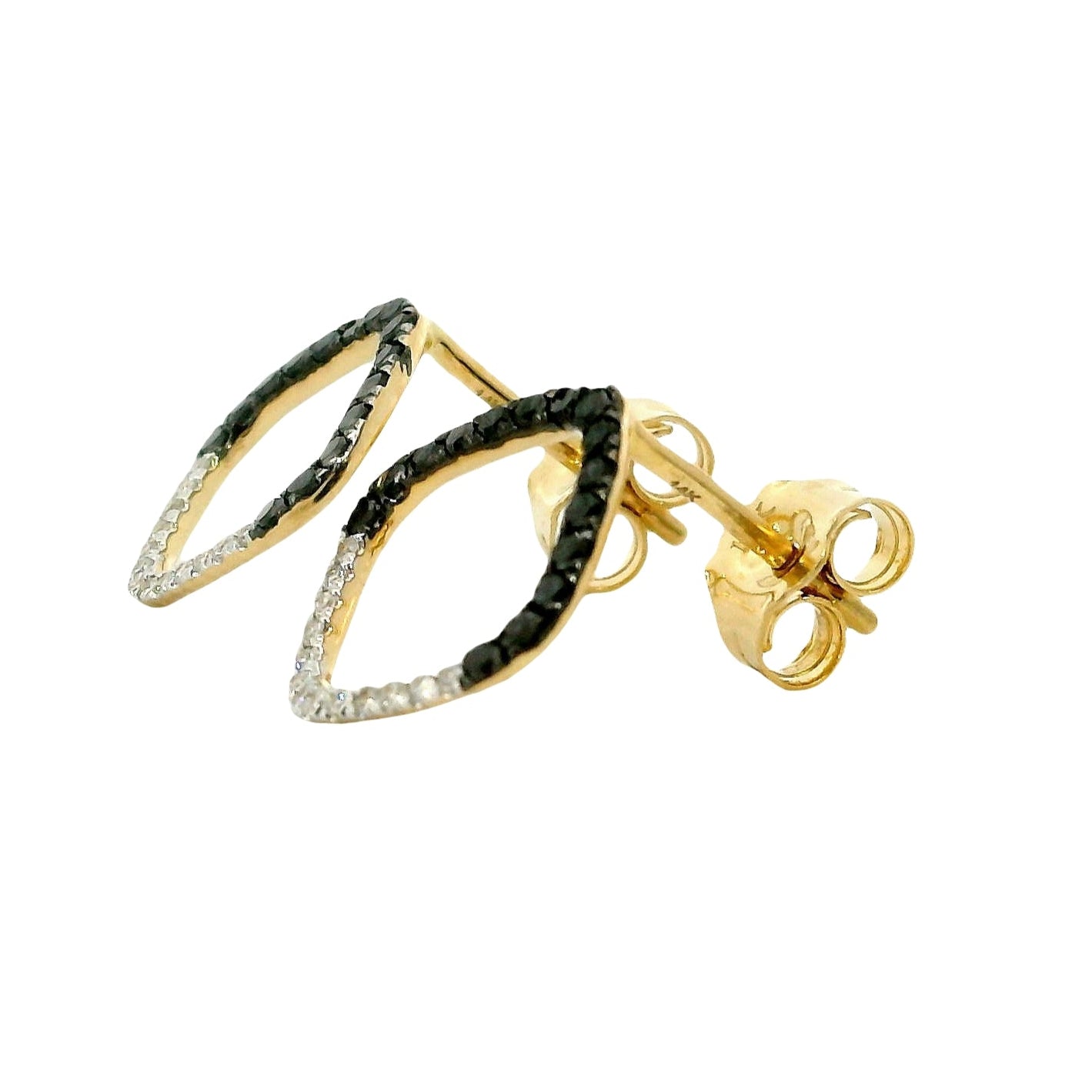 Aros Diamantes Negros - Oro Blanco 14kt