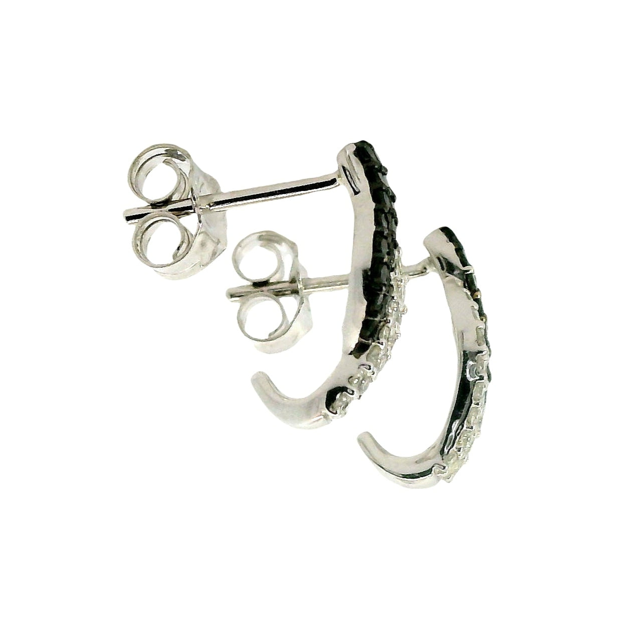 Aros Diamantes Negros - Oro Blanco 14kt