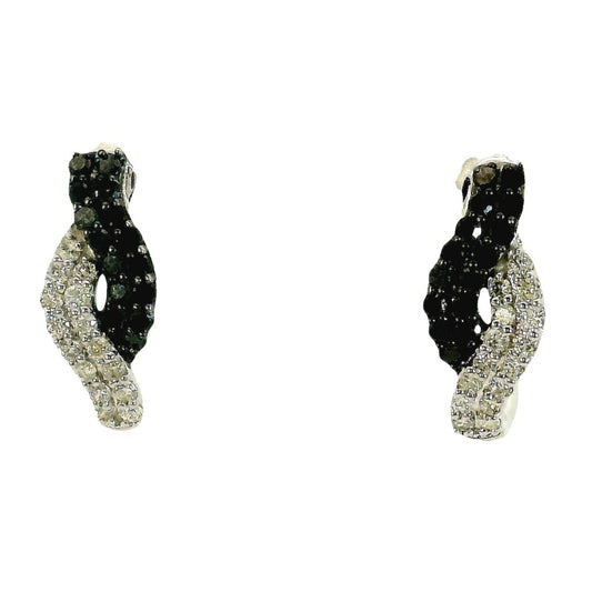Aros Diamantes Negros - Oro Blanco 14kt
