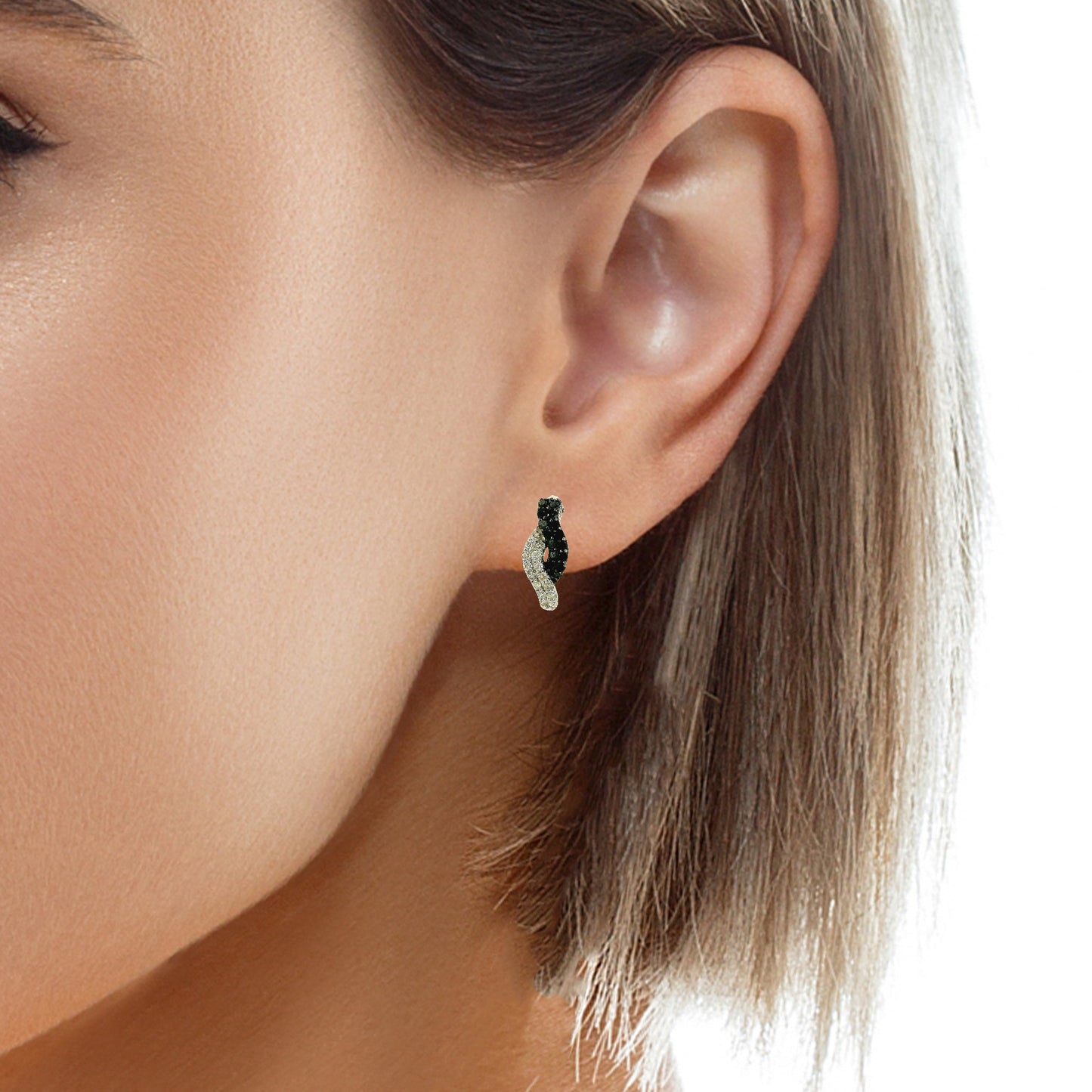 Aros Diamantes Negros - Oro Blanco 14kt