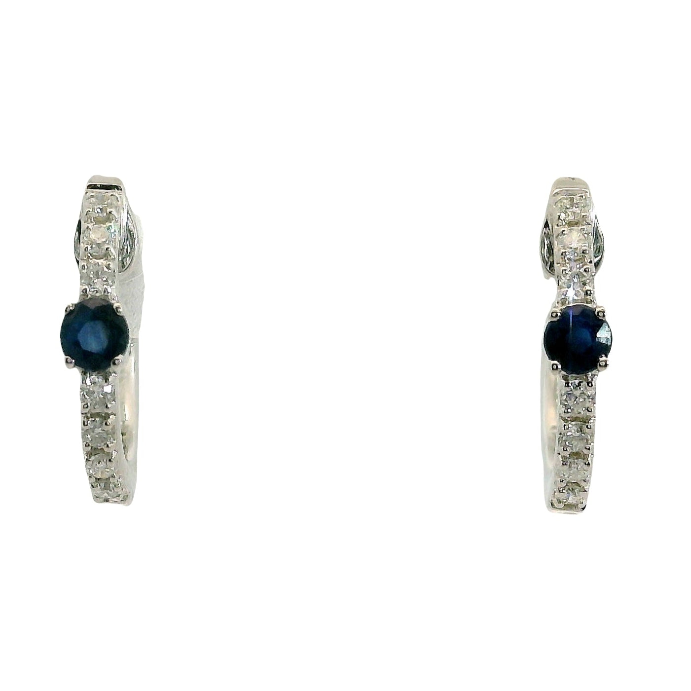 Aros Zafiros y Diamantes - Oro Blanco 14kt