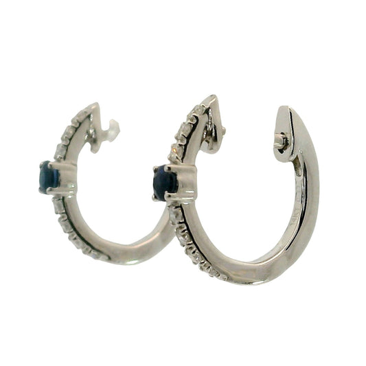 Aros Zafiros y Diamantes - Oro Blanco 14kt
