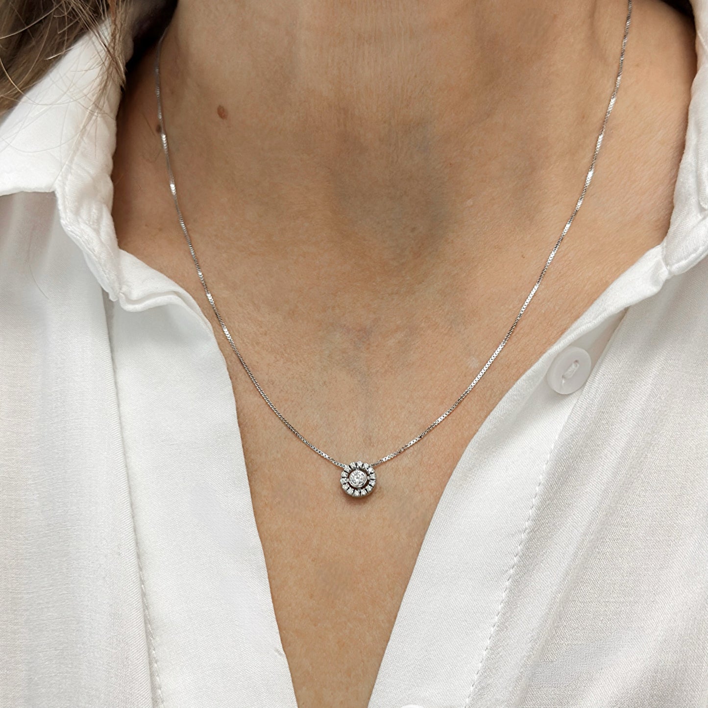 Colgante Punto de Luz Diamantes - Oro Blanco 18kt