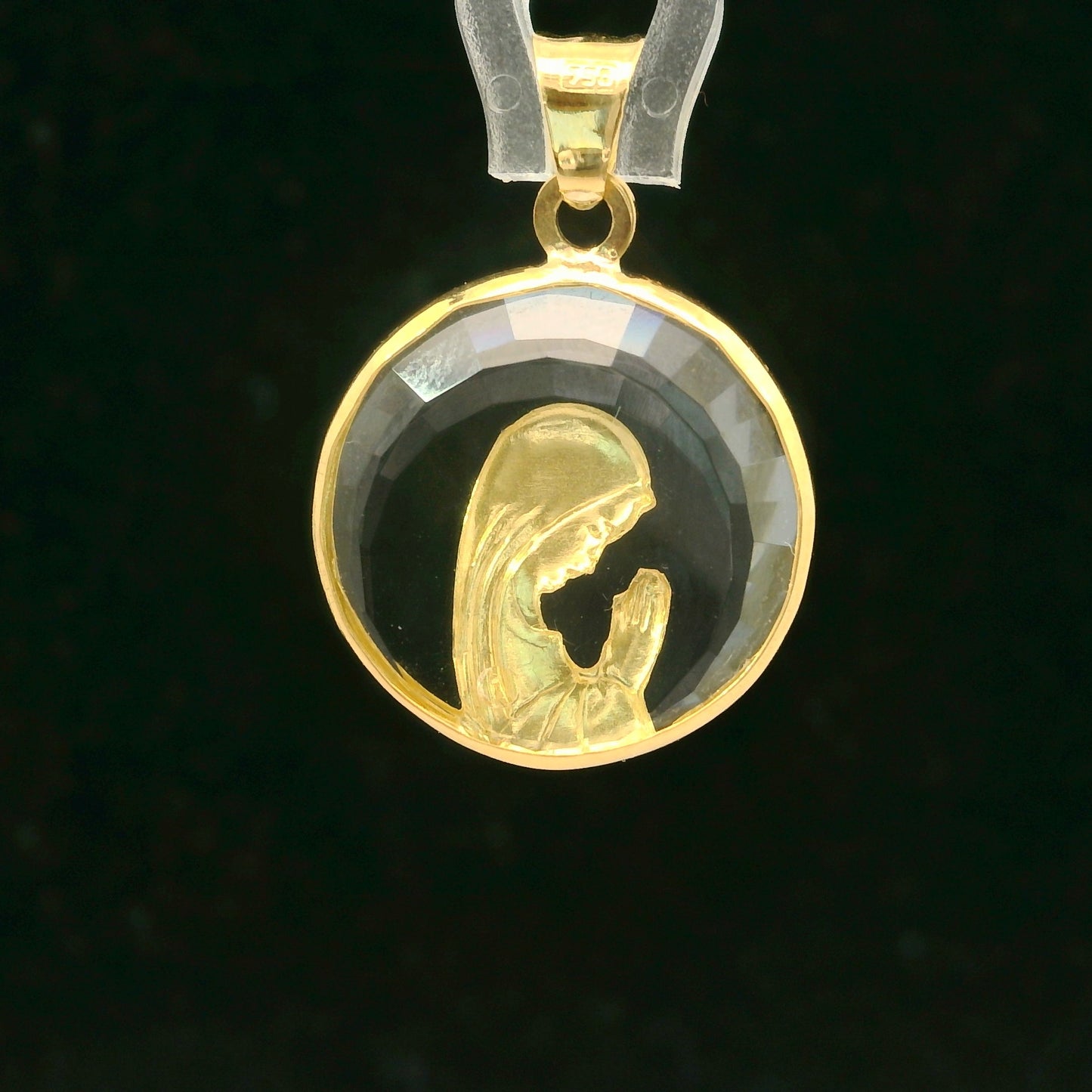 Medalla Virgen Niña - Cristal y Oro Amarillo 18kt