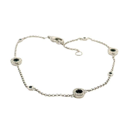 Pulsera Zafiros y Diamantes - Oro Blanco 18kt