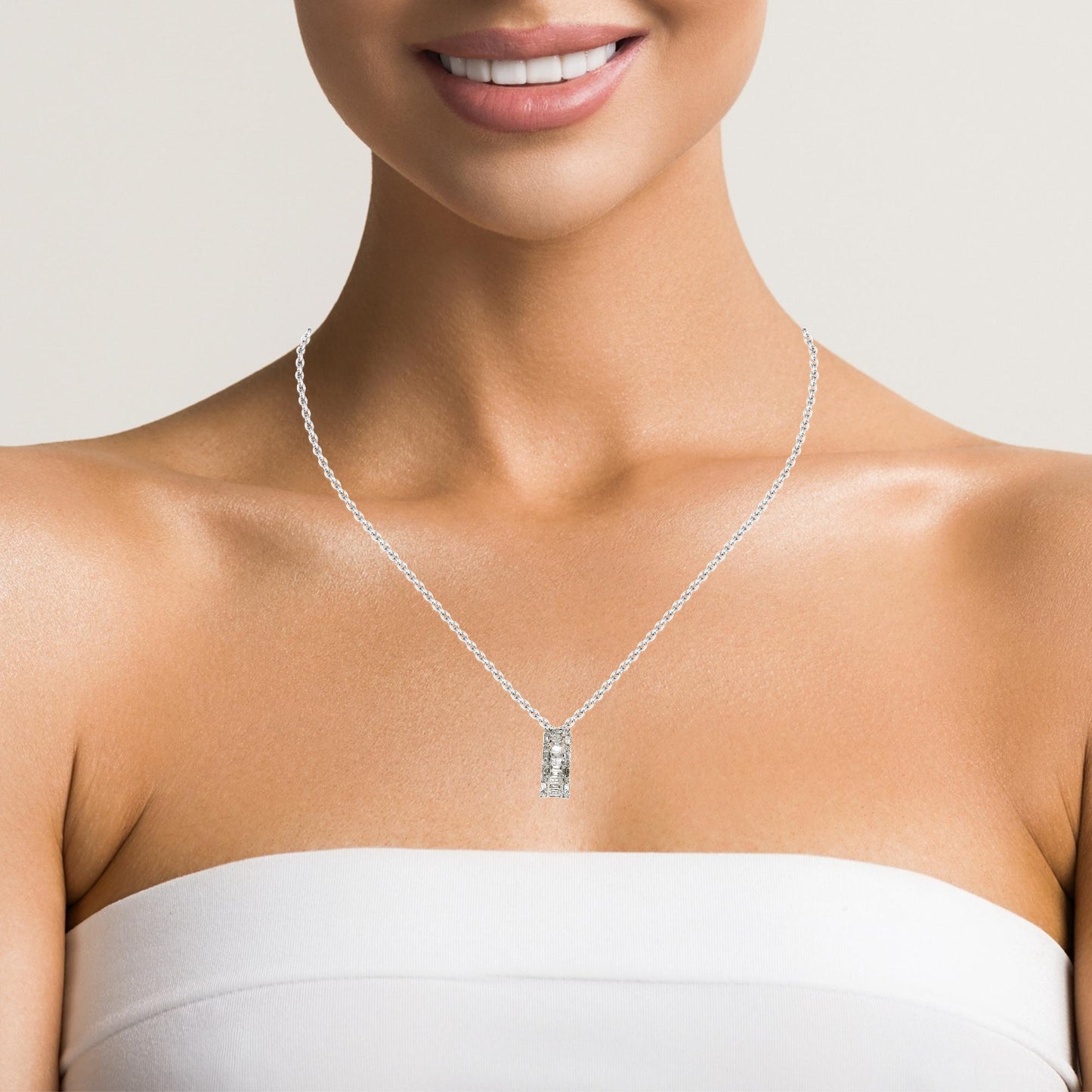 Colgante Diamantes - Oro Blanco 14kt