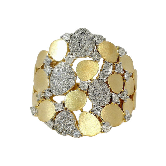 Anillo Ancho Diamantes - Oro Amarillo 14kt