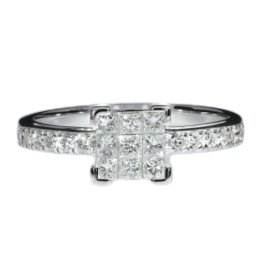 Anillo Compromiso Diamantes - Oro Blanco 18kt