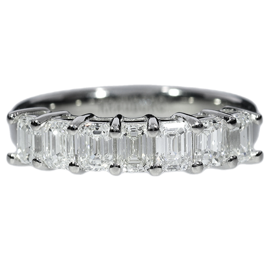 Anillo Diamantes Corte Esmeralda - Platino