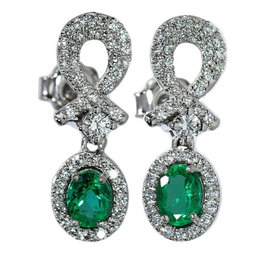 Aros  Esmeraldas y Diamantes - Oro Blanco 18kt.