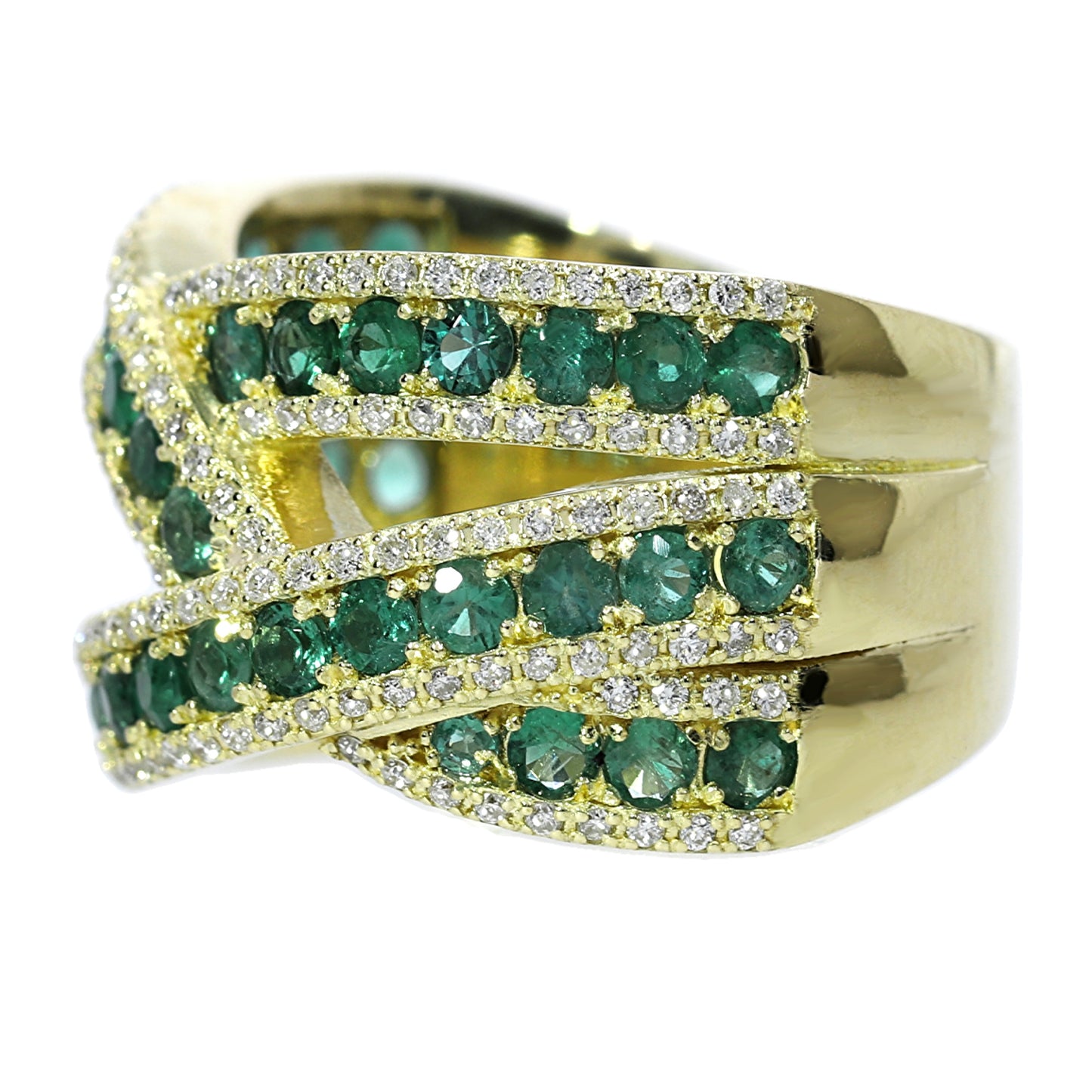 Anillo Esmeraldas y Diamantes - Oro Amarillo 18kt