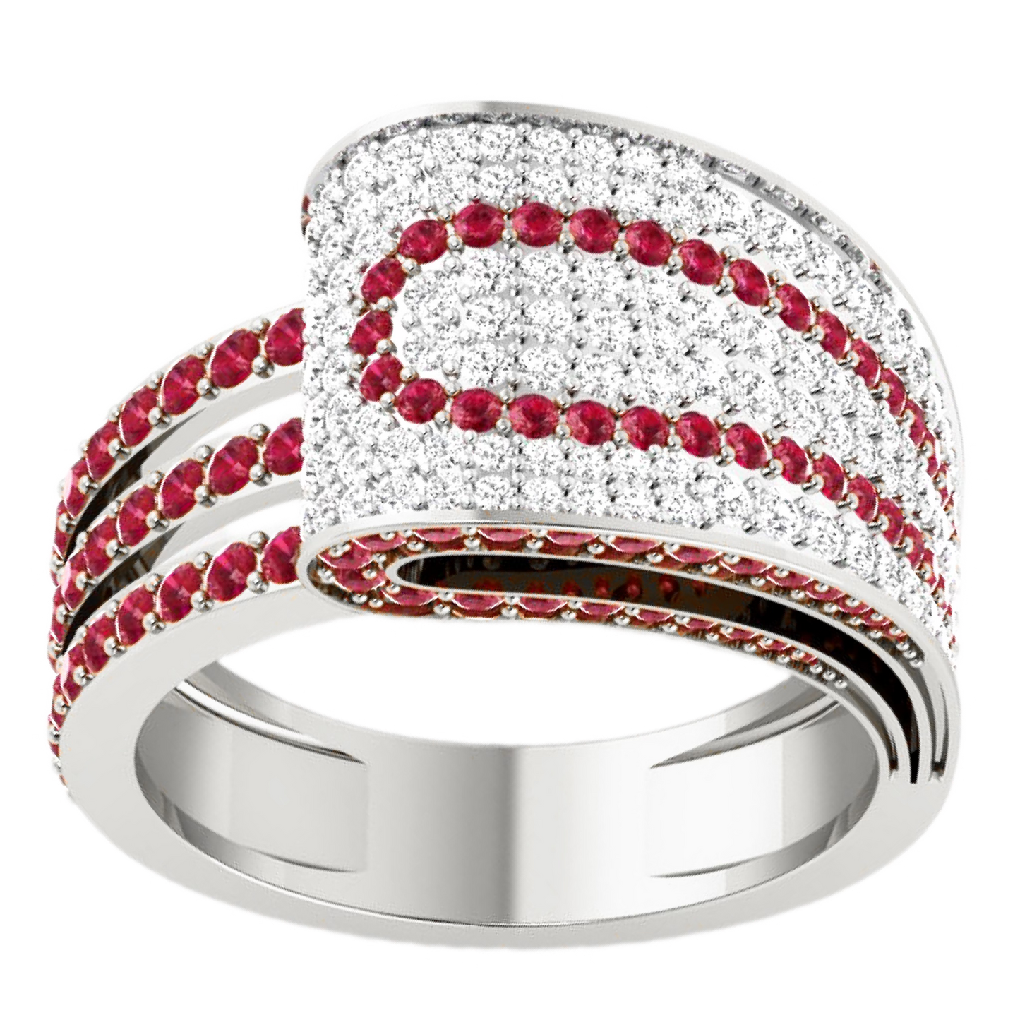 Anillo Diamantes y Rubíes - Oro Amarillo o Blanco 18kt