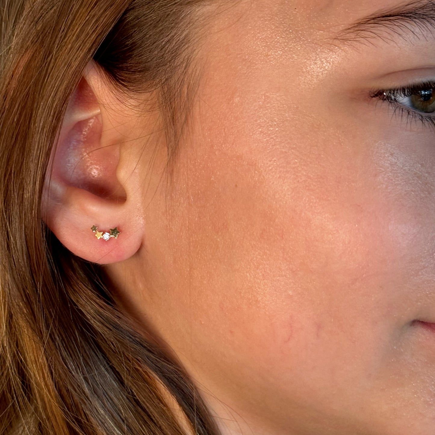 Aros Estrellas Niña - Oro Amarillo 14kt