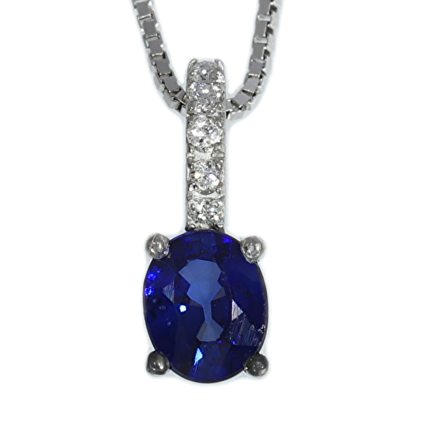 Colgante Zafiro y Diamantes - Oro Blanco 18kt