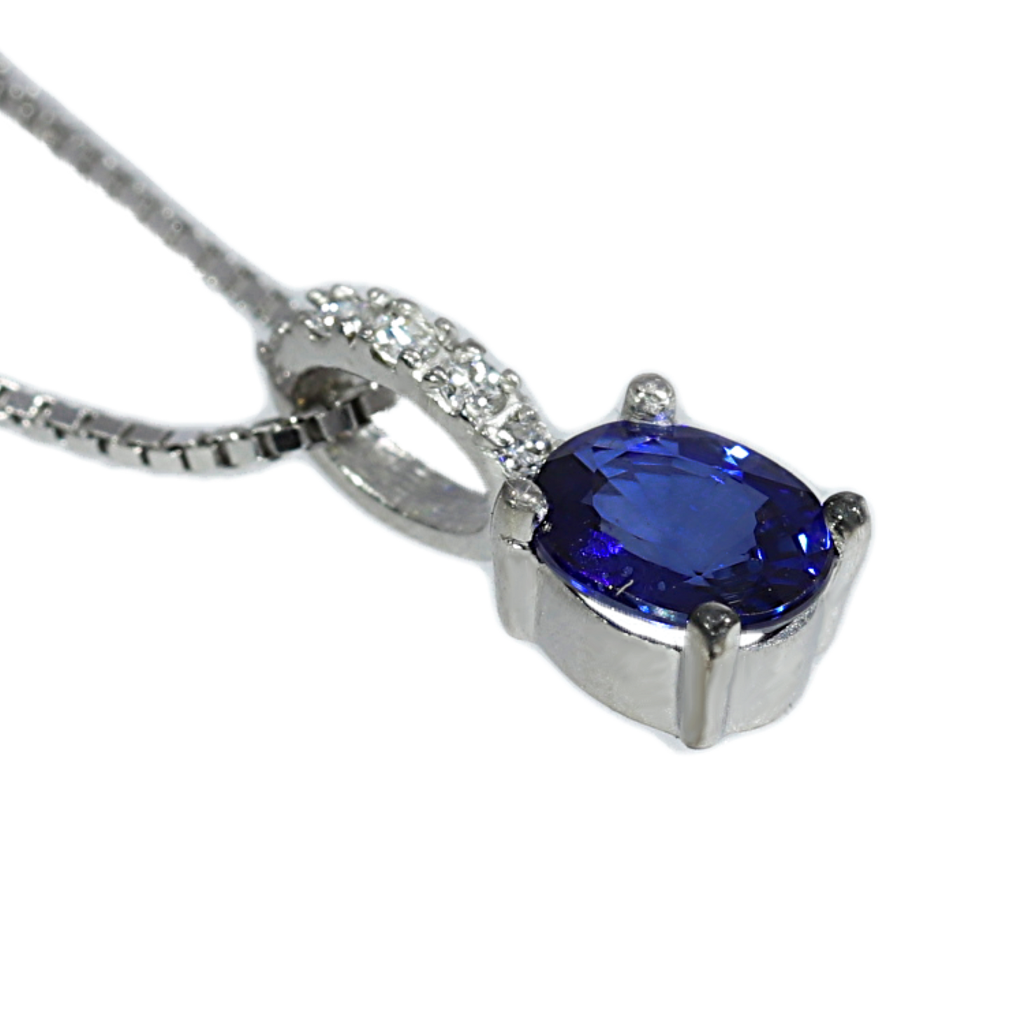 Colgante Zafiro y Diamantes - Oro Blanco 18kt